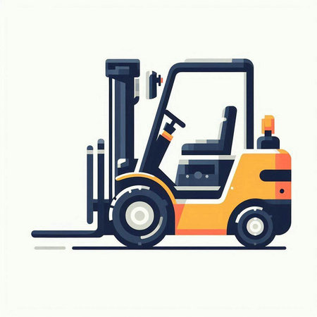 Forklift truck isolated on white background. Flat style vector illustration.のイラスト素材