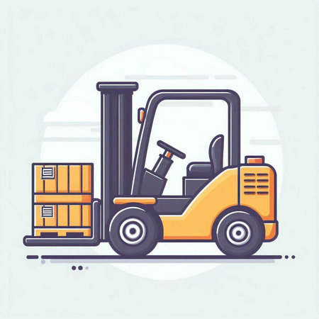 Forklift with boxes. Logistics and transportation. Vector illustrationのイラスト素材