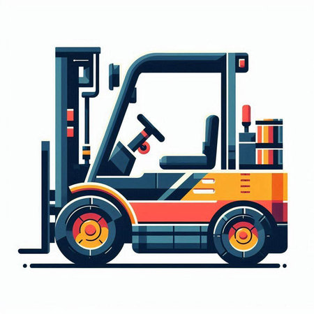 Forklift vector illustration isolated on white background. Forklift flat style icon.のイラスト素材