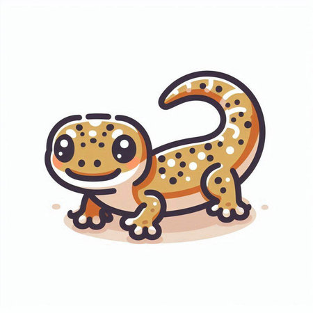 Cute cartoon gecko. Vector illustration isolated on white background.のイラスト素材