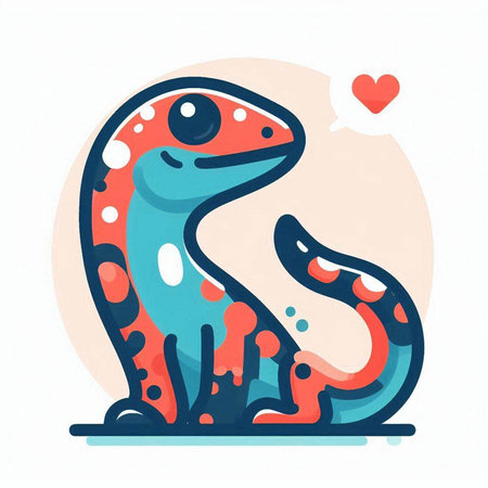 Cute cartoon snake. Vector illustration in doodle style.のイラスト素材