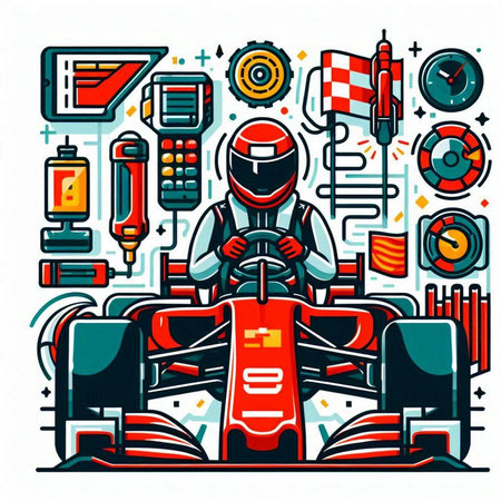 Karting racing, karting and karting sport, vector illustrationのイラスト素材