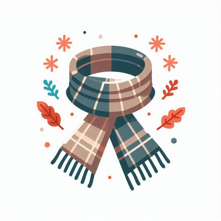 Vector illustration of a scarf in a flat style on a white background.のイラスト素材