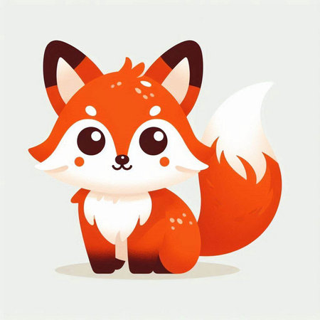 Cute cartoon red fox isolated on white background. Vector illustration.のイラスト素材