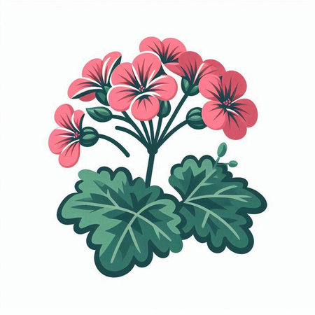 Geranium flower isolated on white background. Hand drawn vector illustration.のイラスト素材