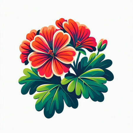 Geranium flowers on white background. Vector illustration for your design.のイラスト素材