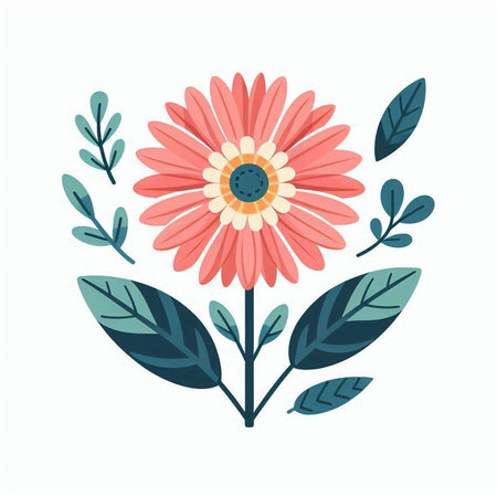 Flower in flat style. Vector illustration. Floral background.のイラスト素材