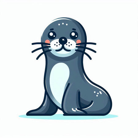 Cute seal. Vector illustration in cartoon style on white background.のイラスト素材