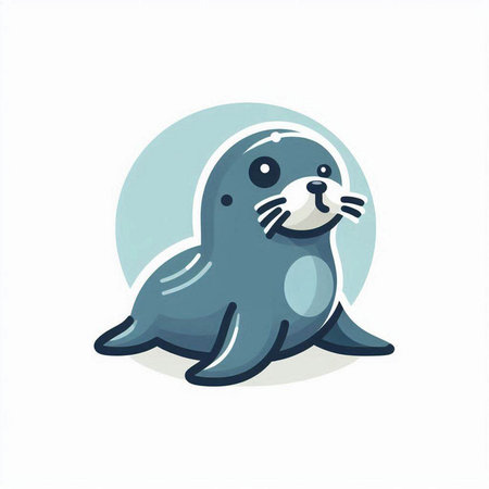 Cute cartoon seal. Vector illustration. Isolated on white background.のイラスト素材
