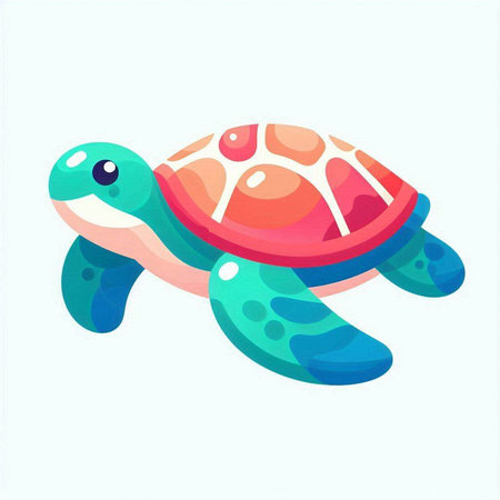 Turtle isolated on white background. Vector illustration in flat style.のイラスト素材