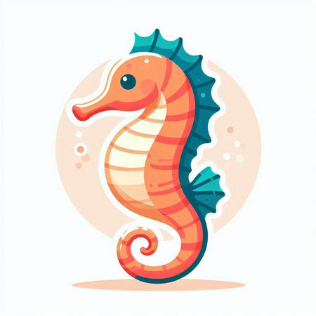 Seahorse isolated on white background. Vector illustration in cartoon style.のイラスト素材