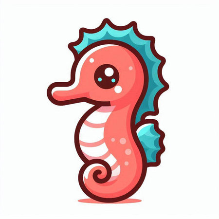 Cute cartoon seahorse. Vector illustration on white background.のイラスト素材