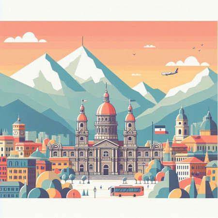 Travel to Italy. Vector illustration of the famous Basilica di Santa Maria del Fiore in Florence.のイラスト素材