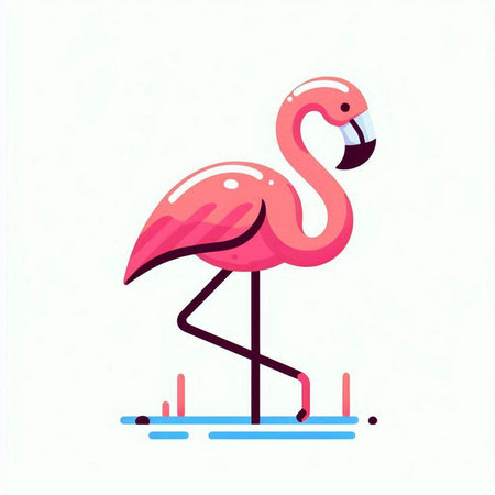 Flamingo. Vector illustration of a pink flamingo on a white backgroundのイラスト素材