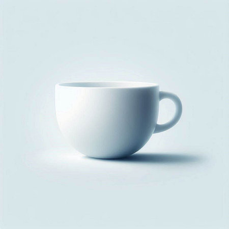 White cup on a blue background. Vector illustration. Eps 10.のイラスト素材