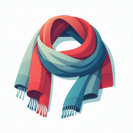 Red and blue scarf isolated on white background. Vector illustration. Eps 10.のイラスト素材