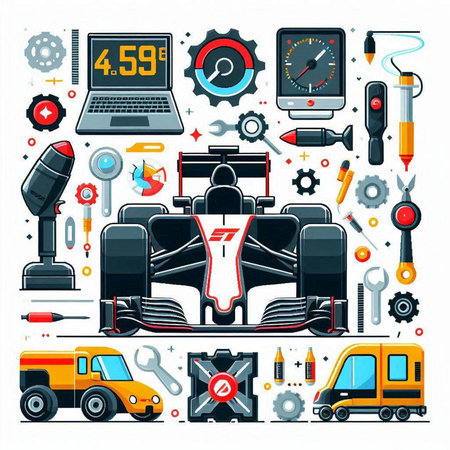 Car service and repair. Automotive industry. Car mechanic. Vector illustrationのイラスト素材