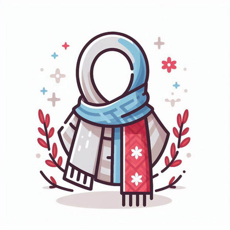 Vector illustration of a scarf and shawl on a white background.のイラスト素材