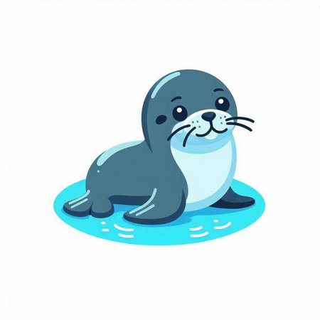 Cute seal on white background. Vector illustration in cartoon style.のイラスト素材
