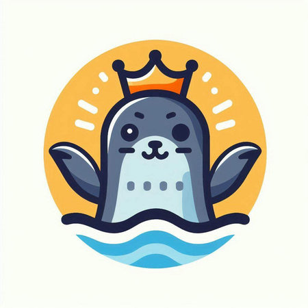 Cute seal in a crown. Vector illustration in cartoon style.のイラスト素材