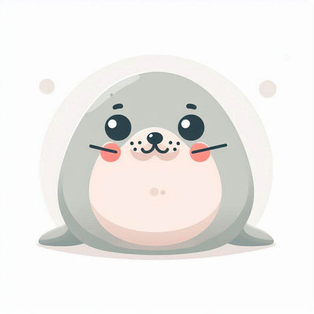 Cute baby seal. Hand drawn vector illustration in cartoon style.のイラスト素材