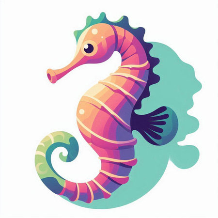 colorful seahorse isolated on a white background. vector illustrationのイラスト素材