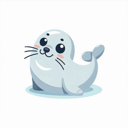 Cute seal on a white background. Vector illustration in cartoon style.のイラスト素材