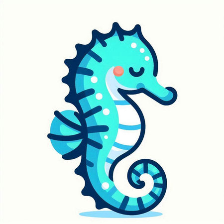 Seahorse. Cute cartoon sea animal. Vector illustration.のイラスト素材