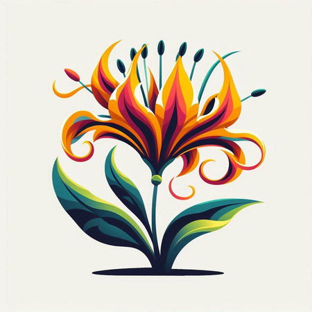 Colorful vector illustration of a lily flower, element for designのイラスト素材
