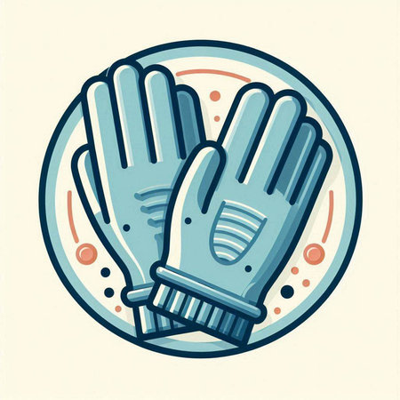 Protective gloves in a plate. Vector illustration in flat style.のイラスト素材