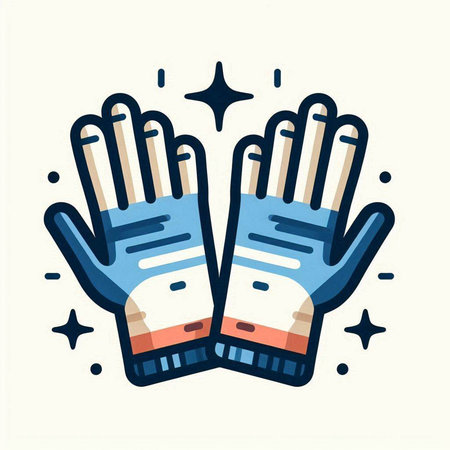 Hand drawn vector illustration of a pair of gloves on white background.のイラスト素材
