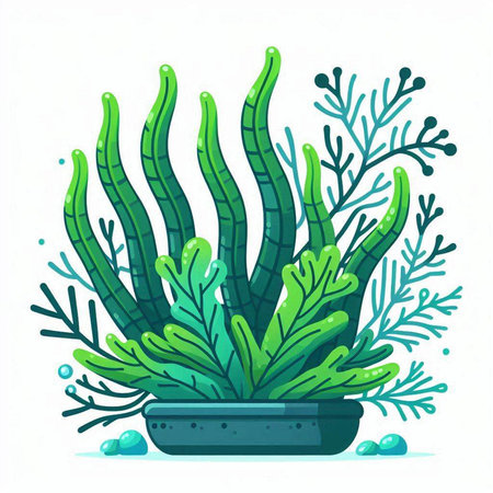 Coral in a pot on a white background. Vector illustration.のイラスト素材