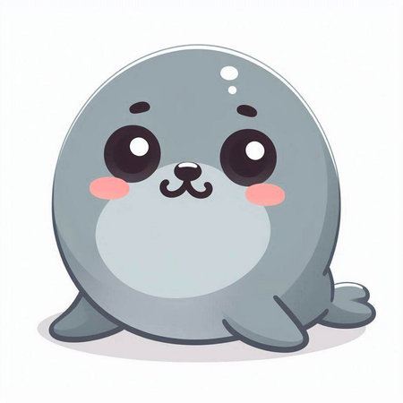 Cute cartoon seal. Vector illustration isolated on a white background.のイラスト素材