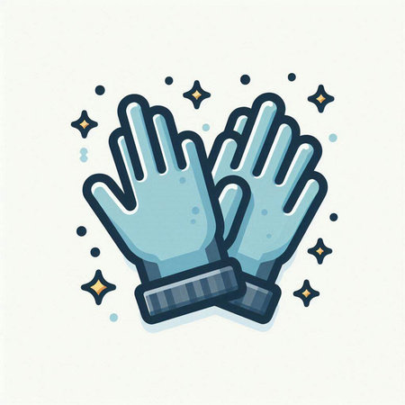 Vector illustration of gloves icon in flat style. Isolated on white background.のイラスト素材