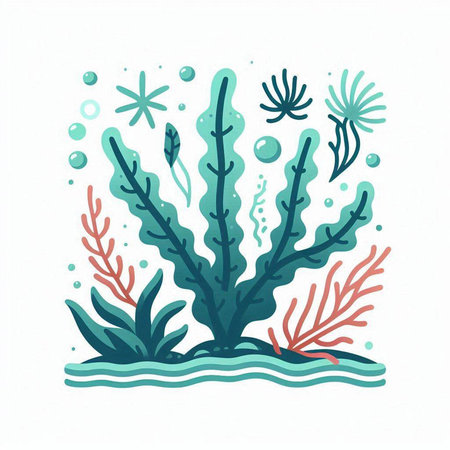 Cute hand drawn seaweed. Vector illustration in cartoon style.のイラスト素材