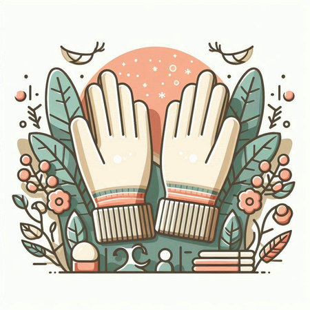 Vector illustration of hand-drawn gloves on white background. Winter clothing.のイラスト素材