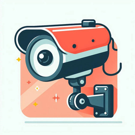 Surveillance camera icon. Vector illustration in flat design style.のイラスト素材