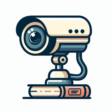 Vector illustration of cctv camera on white background. Web camera icon.のイラスト素材