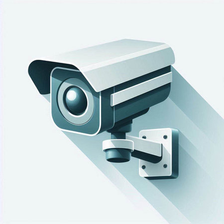 3d rendering of cctv security camera icon on white backgroundのイラスト素材