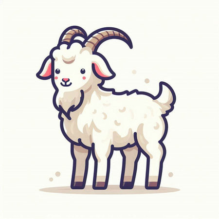 Cute cartoon goat. Vector illustration isolated on a white background.のイラスト素材