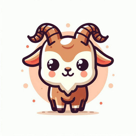 Cute cartoon goat vector illustration. Cute animal character. Cute goat.のイラスト素材