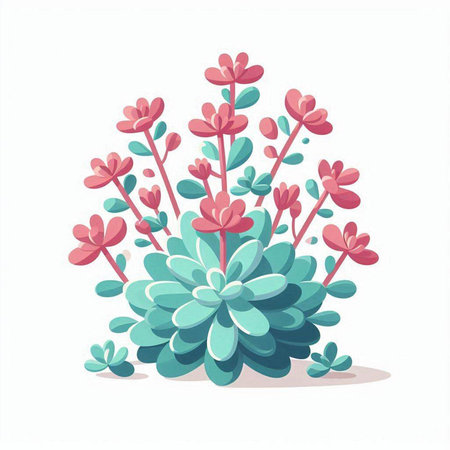Succulent plant vector illustration isolated on white background. Cute succulent in cartoon style.のイラスト素材