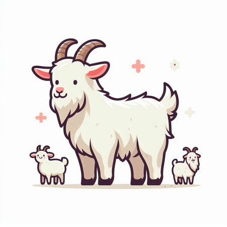 Goat and sheep. Cute cartoon character. Vector illustration.のイラスト素材