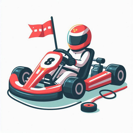 Cartoon karting karting on the track. Vector illustration.のイラスト素材
