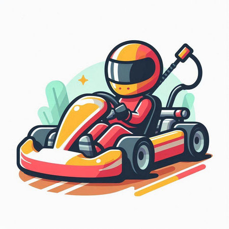 Cartoon karting sport on white background, vector illustration.のイラスト素材