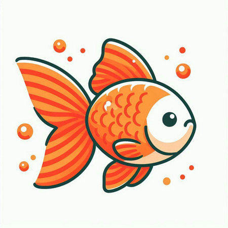 Vector illustration of a cute goldfish isolated on a white background.のイラスト素材