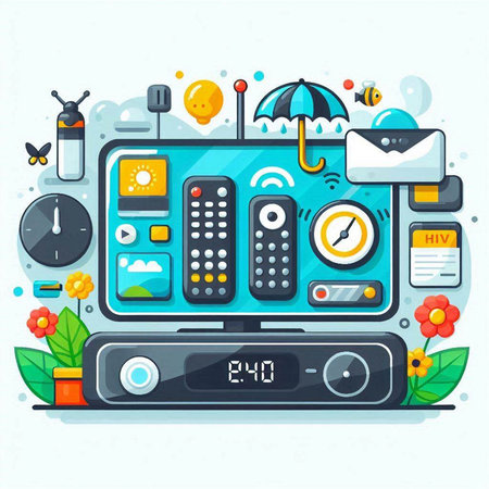 Flat design vector illustration concept of remote control on white background.のイラスト素材