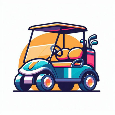 Golf cart, isolated on a white background. Vector illustration.のイラスト素材