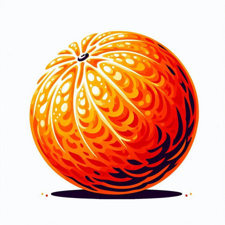 Orange melon isolated on white background. Vector illustration. Eps 10.のイラスト素材