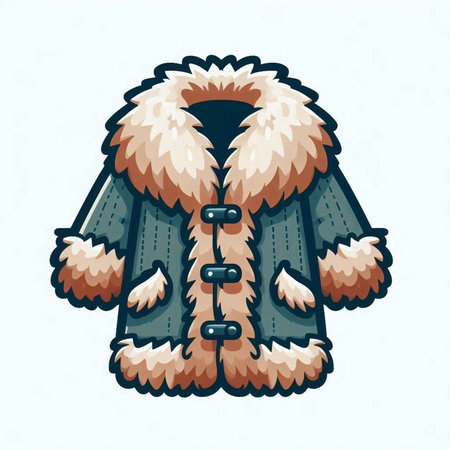 Vector illustration of a fur coat isolated on white background. Cartoon style.のイラスト素材